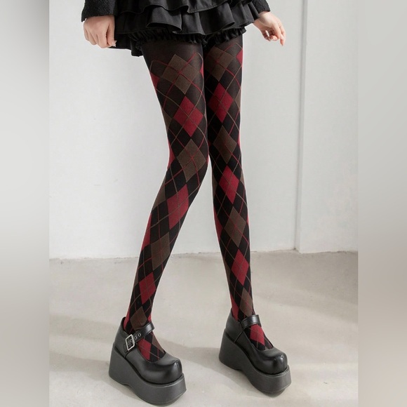 🆕 Argyle Opaque Pantyhose Tights - Picture 5 of 5